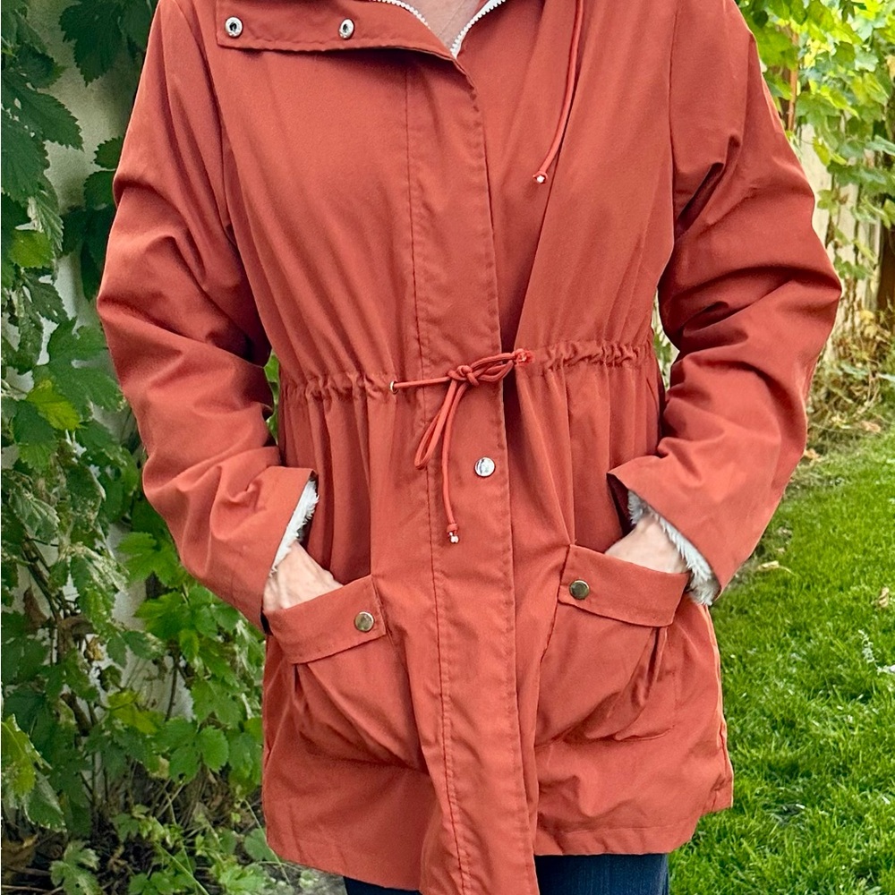 SHEIN Orange Utility Jacket with Drawstring Waist